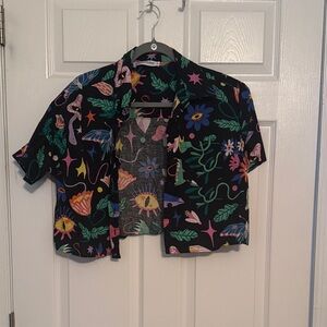 Floral Black Button Down Shirt